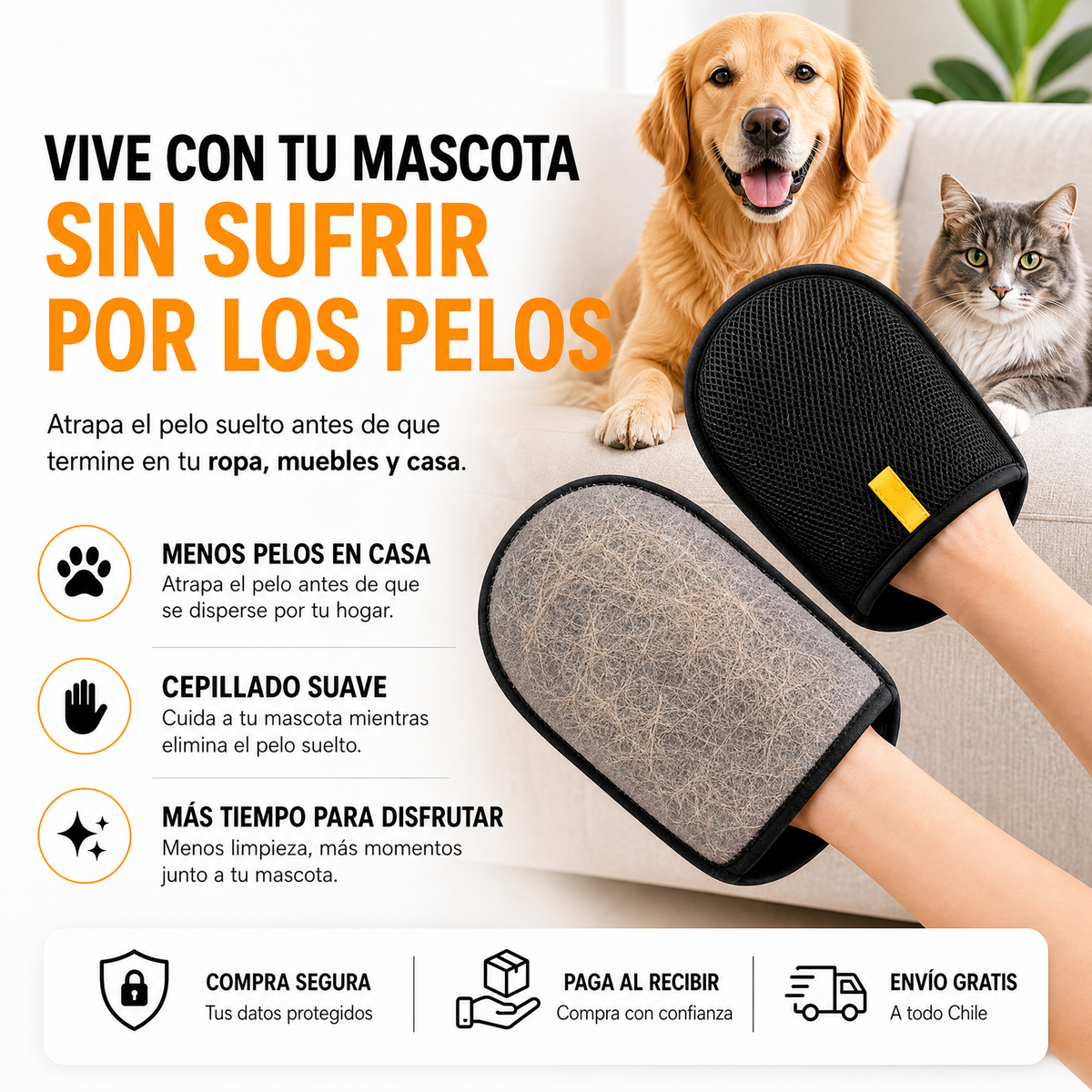 Guante Removedor de Pelo 2x1 - Envío gratis